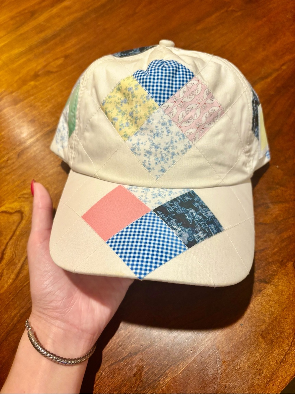 Women’s Patchwork Cap - Cream with Multicolor Patches